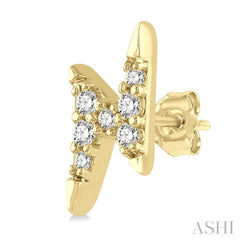 1/10 Ctw Lightning Bolt Round Cut Diamond Petite Earrings in 14K Yellow Gold