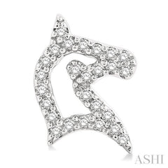 1/6 Ctw Petite Horse Head Round Cut Diamond Fashion Stud Earrings in 10K White Gold