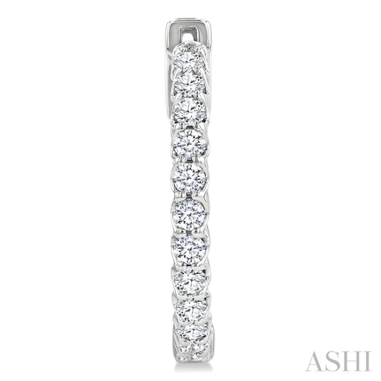 1 Ctw Inside-Out Round Cut Diamond Hoop Earrings in 14K White Gold