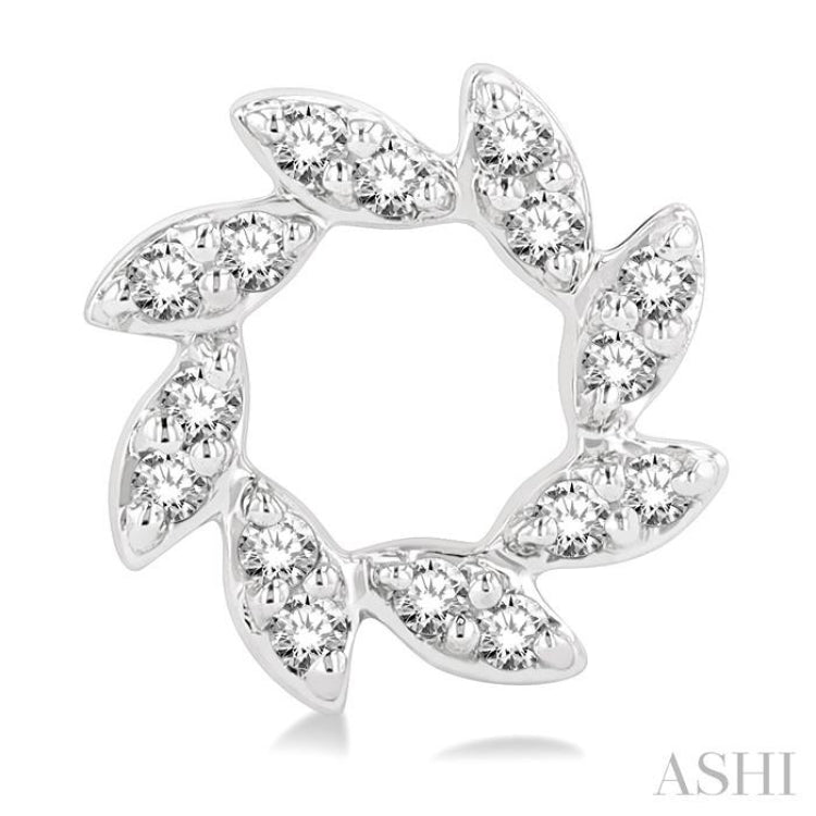 1/10 Ctw Floral Petite Round Cut Diamond Fashion Stud Earrings in 10K White Gold