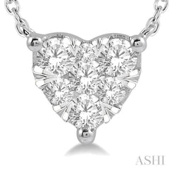 1/4 Ctw Lovebright Diamond Heart Pendant With Chain in 14K White Gold