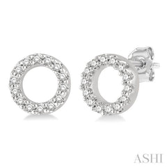 1/10 Ctw Circular Round Cut Diamond Petite Fashion Earrings in 10K White Gold