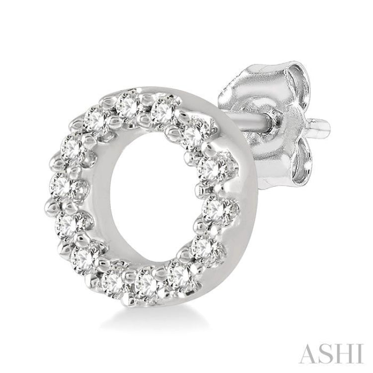 1/10 Ctw Circular Round Cut Diamond Petite Fashion Earrings in 10K White Gold