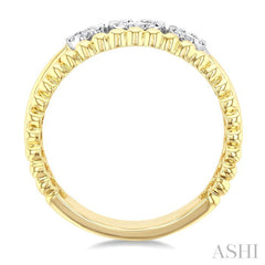 1/4 Ctw Past, Present & Future Lovebright Round Cut Diamond Bead Bijoux Fashion Ring in 14K Yellow and White Gold