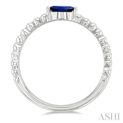5x2.5 MM Marquise Shape Sapphire and 1/5 Ctw Round Cut Diamond Precious Split Twin Ring in 10K White Gold