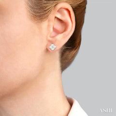4 MM Round Shape Floral Cultured Pearls and 1/10 Ctw Round Cut Diamond Fashion Stud Earring in 10K Yellow Gold