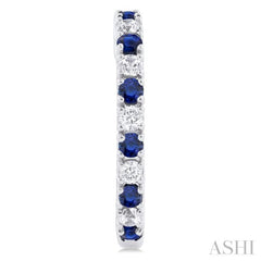 1.80 MM Round Shape Sapphire and 1/4 Ctw Round Cut Diamond Precious Hoop Earring in 10K White Gold