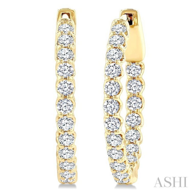 1 Ctw Inside-Out Round Cut Diamond Hoop Earrings in 14K Yellow Gold