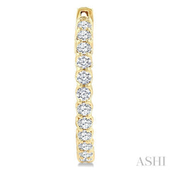 1 Ctw Inside-Out Round Cut Diamond Hoop Earrings in 14K Yellow Gold