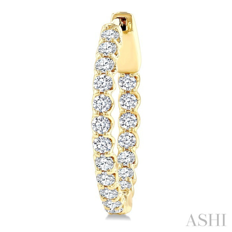 1 Ctw Inside-Out Round Cut Diamond Hoop Earrings in 14K Yellow Gold