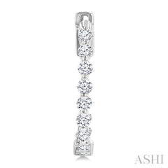 1 Ctw Inside-Out Single Prong Set Round Cut Diamond Hoop Earrings in 14K White Gold