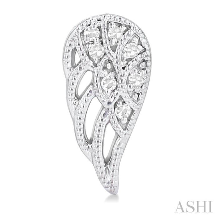 1/20 Ctw Petite Angel Wings Round Cut Diamond Fashion Stud Earrings in 10K White Gold
