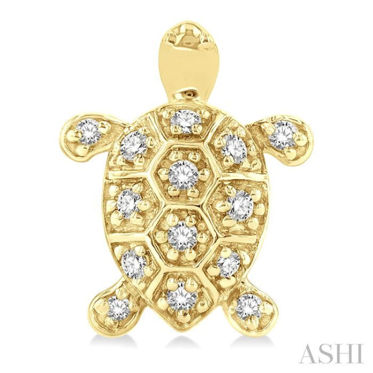 1/6 Ctw Petite Turtle Round Cut Diamond Fashion Stud Earrings in 10K Yellow Gold
