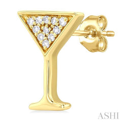 1/10 Ctw Petite Martini Glass Round Cut Diamond Fashion Stud Earrings in 10K Yellow Gold