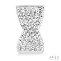 1/3 Ctw Petite Wide Criss Cross Rope and Round Cut Diamond Fashion Huggies in 14K White Gold