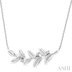1/20 Ctw Olive Leaf Round Cut Diamond Pendant With Chain in Sterling Silver