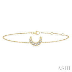 1/20 Ctw Petite Crescent Moon Round Cut Diamond Fashion Bracelet in 10K Yellow Gold