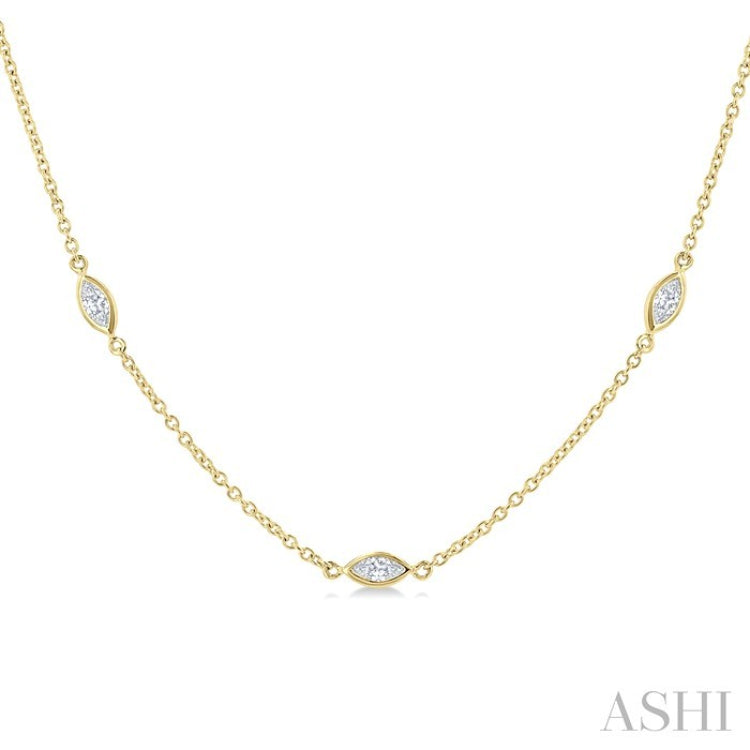 1 Ctw Marquise Cut Diamond Fashion Necklace in 14K Yellow Gold