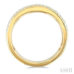 5/8 Ctw Wide 4-Stone Oval & Round Cut Diamond Fashion Band in 14K Yellow Gold