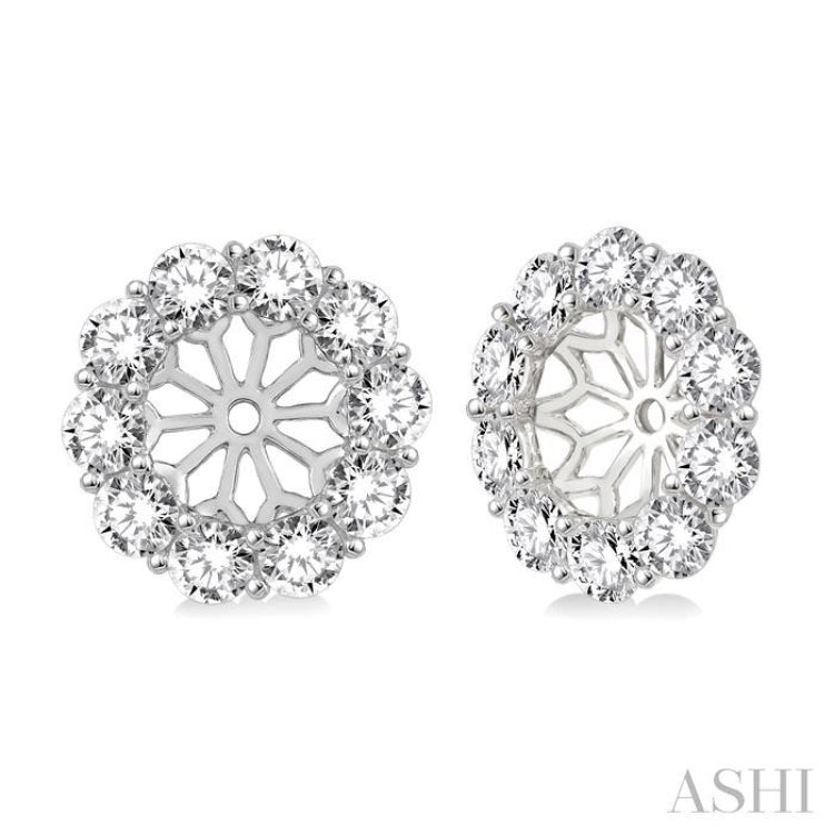 3/4 Ctw Round Cut Diamond Earrings Jacket in 14K White Gold