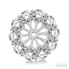 3/4 Ctw Round Cut Diamond Earrings Jacket in 14K White Gold