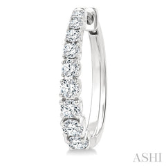 1 Ctw Graduated Round Cut Diamond Fashion Hoop Earrings in 14K White Gold