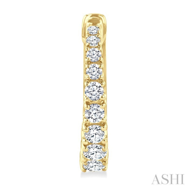 1/2 Ctw Graduated Round Cut Diamond Fashion Hoop Earrings in 14K Yellow Gold