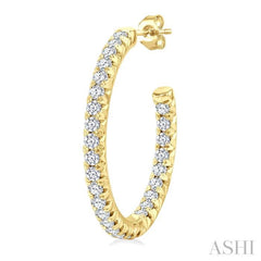 1 1/2 Ctw French Pave Set Round Cut Diamond Fashion Half Hoop Earring in 14K Yellow Gold
