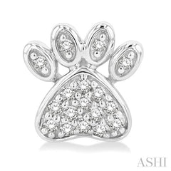 1/8 Ctw Petite Dog Paw Round Cut Diamond Fashion Stud Earrings in 10K White Gold