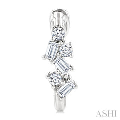 1/4 Ctw Petite Fusion Scatter Baguette and Round Cut Diamond Fashion Huggies in 14K White Gold