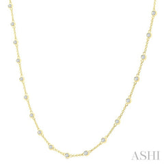1 Ctw Bezel Set Round Cut Diamond Station Necklace in 14K Yellow Gold