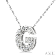 1/20 Ctw Bubble Accent Initial 'G' Round Cut Diamond Fashion Pendant With Chain in Sterling Silver