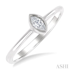 1/6 Ctw Petite Bezel Set Marquise Cut Diamond Fashion Ring in 10K White Gold