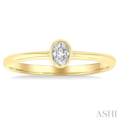 1/6 Ctw Petite Bezel Set Oval Cut Diamond Fashion Ring in 10K Yellow Gold