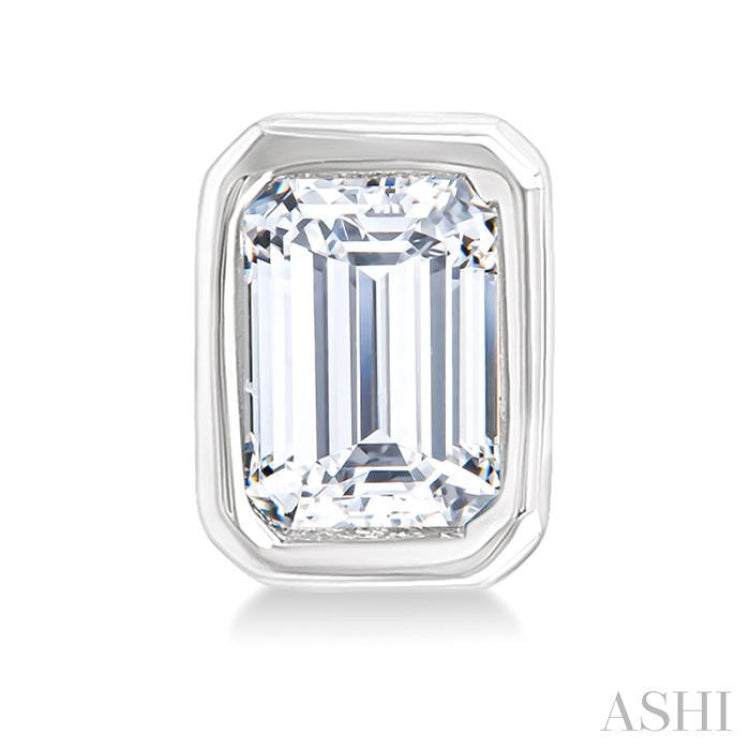 1/5 Ctw Petite Bezel Set Emerald Cut Diamond Fashion Stud Earrings in 10K White Gold