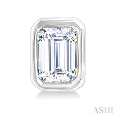 1/5 Ctw Petite Bezel Set Emerald Cut Diamond Fashion Stud Earrings in 10K White Gold
