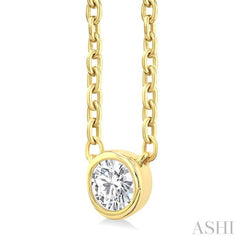 1/6 Ctw Petite Bezel Set Round Cut Diamond Fashion Pendant With Chain in 10K Yellow Gold
