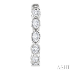 1 1/10 Ctw Bezel Set Oval Cut Diamond Fashion Hoop Earring in 14K White Gold