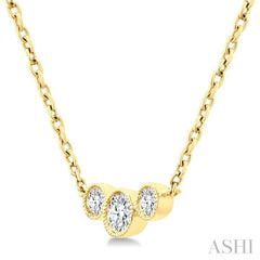 1/4 Ctw Past, Present & Future 3-Stone Bezel Set Round Cut Diamond Necklace in 14K Yellow Gold