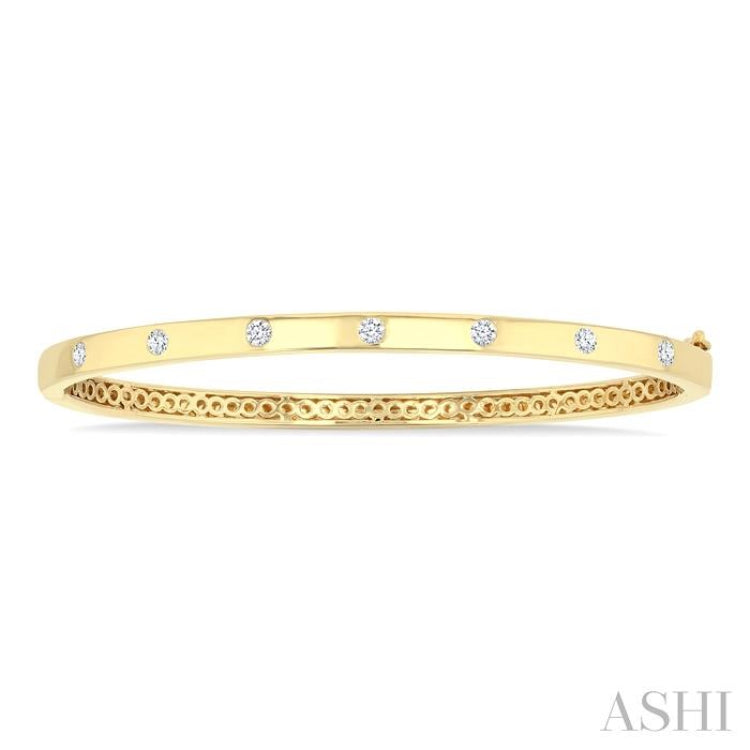 3/8 Ctw Flush Bezel Set Diamond Fashion Bangle in 14K Yellow Gold