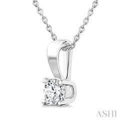 1/3 Ctw Prong Set Round Cut Diamond Solitaire Pendant With Chain in 14K White Gold