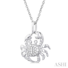 1/6 Ctw Petite Crab Round Cut Diamond Fashion Pendant With Chain in 10K White Gold