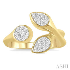 1/3 Ctw Lovebright Open Center Mixed Shape Mounts Round Cut Diamond Fashion Ring in 10K Yellow and White Gold