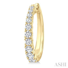 1 1/2 Ctw Graduated Round Cut Diamond Fashion Hoop Earrings in 14K Yellow Gold