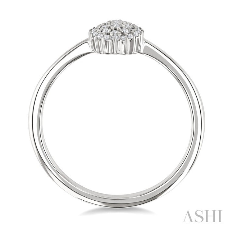 1/6 Ctw Petite Oval Shape Round Cut Diamond Cluster Fashion Ring in 10K White Gold