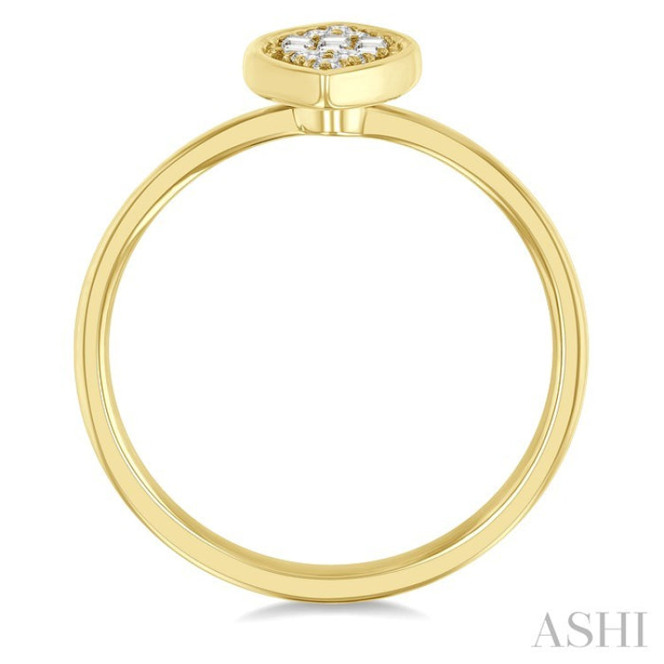 1/6 Ctw Petite Bezel Set Marquise Shape Fusion Baguette and Round Cut Diamond Fashion Ring in 10K Yellow Gold