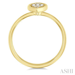 1/6 Ctw Petite Bezel Set Marquise Shape Fusion Baguette and Round Cut Diamond Fashion Ring in 10K Yellow Gold