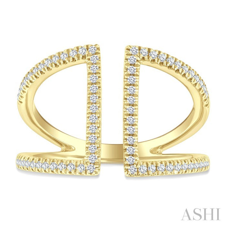 1/3 Ctw Geometric Wide Split Lightweight Round Cut Diamond Open Fashion Ring in 10K Yellow Gold
