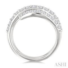 1 Ctw Spiral Round Cut Diamond Fashion Open Wrap Band in 14K White Gold