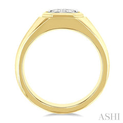 1/2 Ctw Octagonal Shape Lovebright Round Cut Diamond Men's Ring in 10K Yellow and White Gold